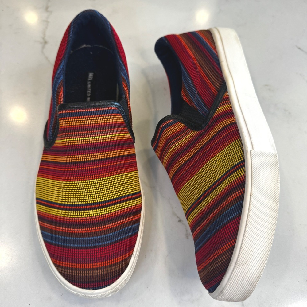 United Nude Women 9.5 EU 40 Multicolor Striped Slip On Sneakers Loafers Flat Red